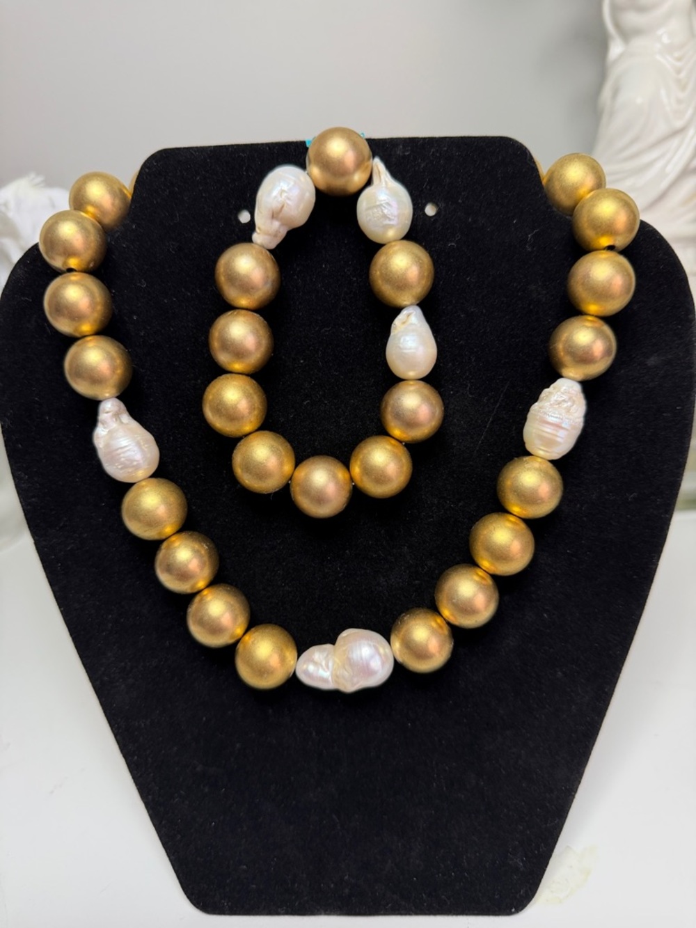 Susan Shaw Gold Pearl Accent Necklace and Bracelet Set - Women Jewelry 16 “